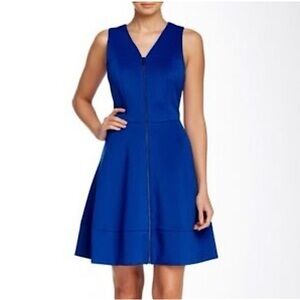 Vince Camuto sleeveless scuba fit & flare summer dress, blue, size 8